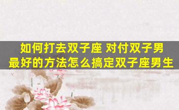 如何打去双子座 对付双子男最好的方法怎么搞定双子座男生